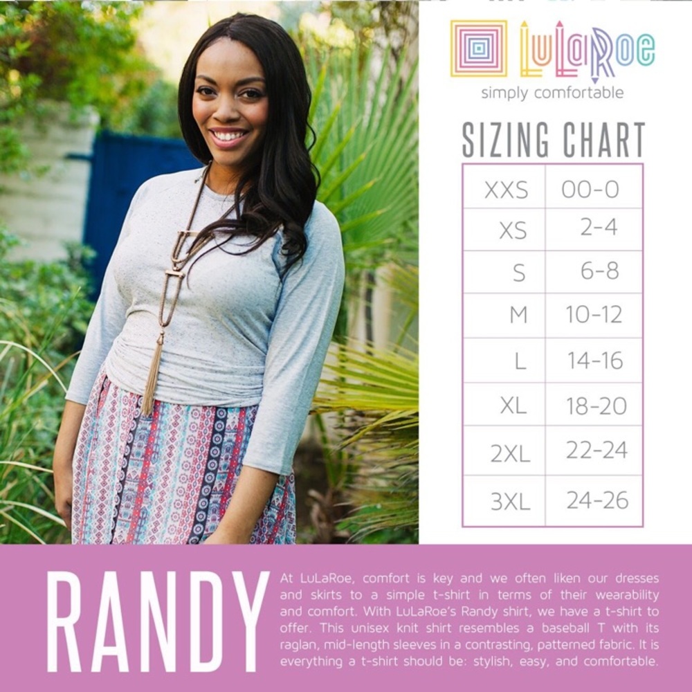 LuLaRoe Striped Randy Baseball Tee - Picture 3 of 5